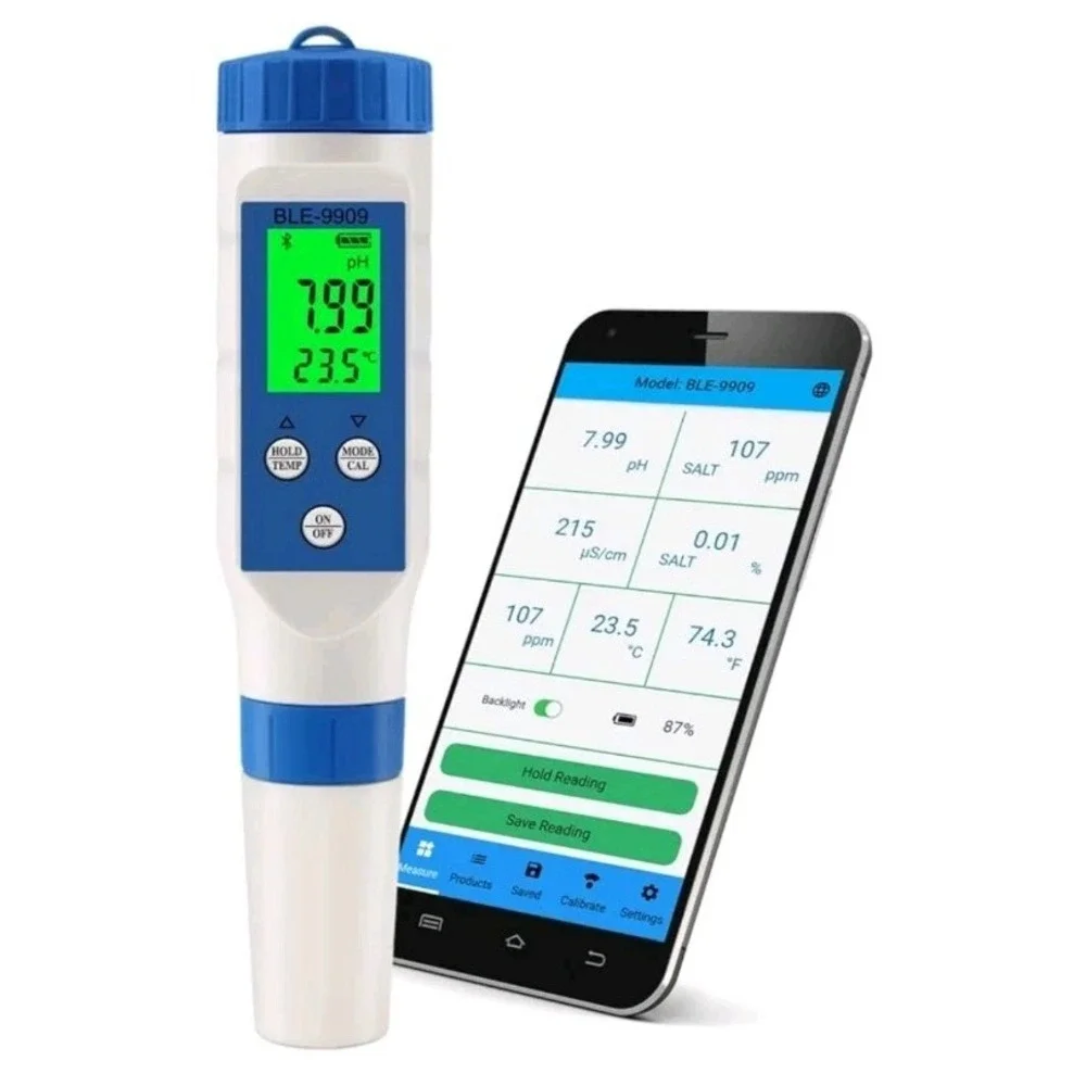 5 In 1 TDS Salinity Water Quality Monitor Tester With Temp Guage, With WiFi App